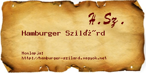 Hamburger Szilárd névjegykártya
